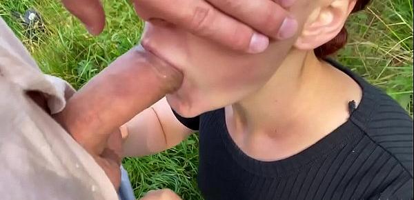 Wife sucks cock outdoors and has sex with cum on ass. KleoModel